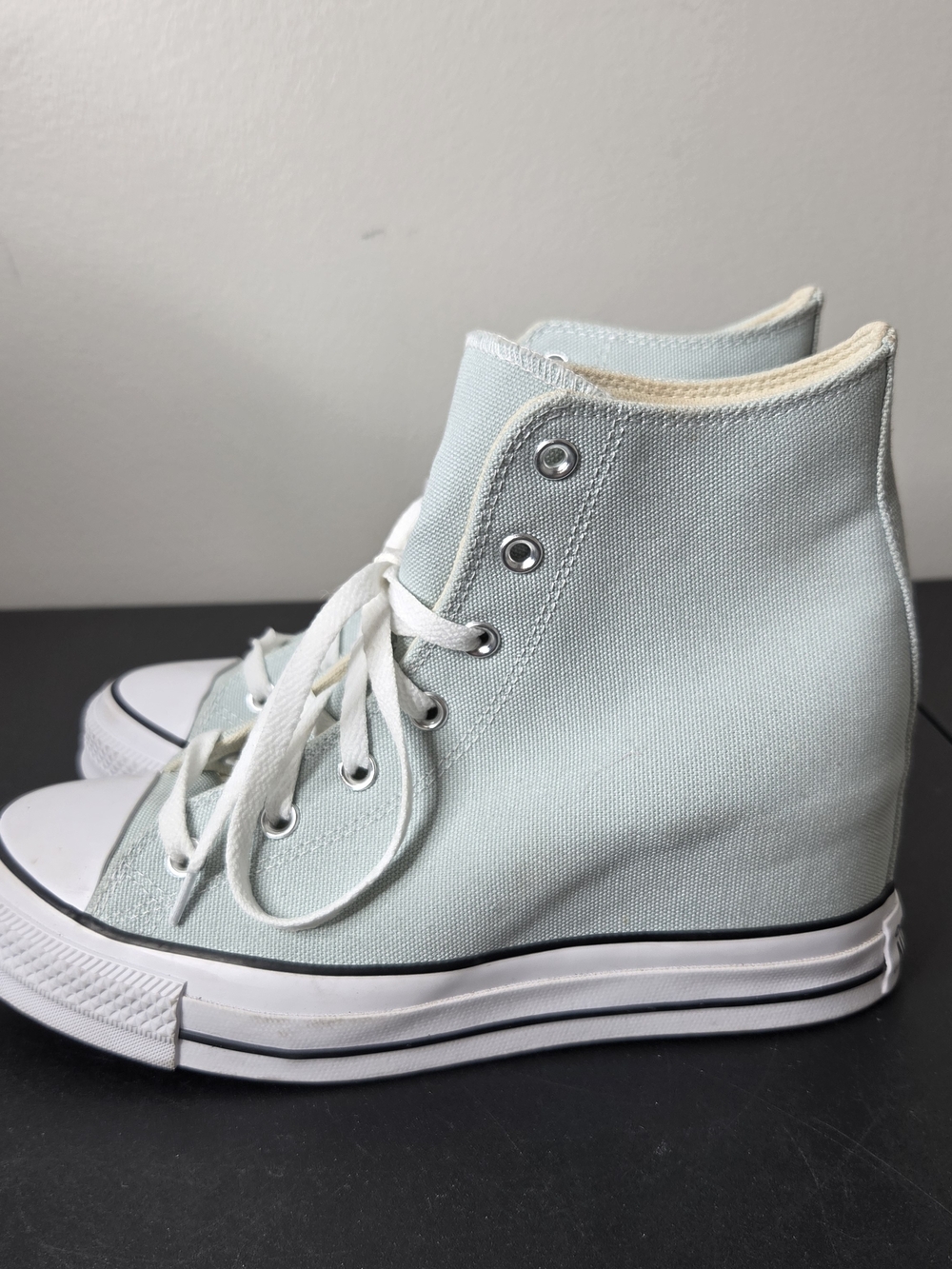 Converse Chuck Taylor Canvas High-Top Hidden Wedge Sneakers in Light Blue